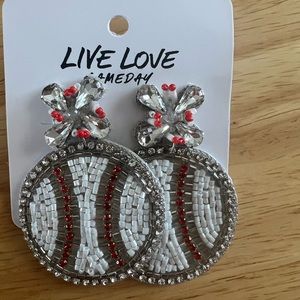 Beautiful Beaded pierced Baseball earrings. New.